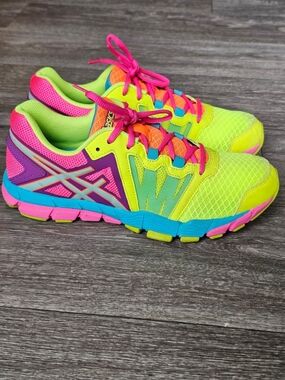 B8 ASICS Gel Womens Running Shoes Yellow Pink Blue Purple US8 Athletic F820114FV